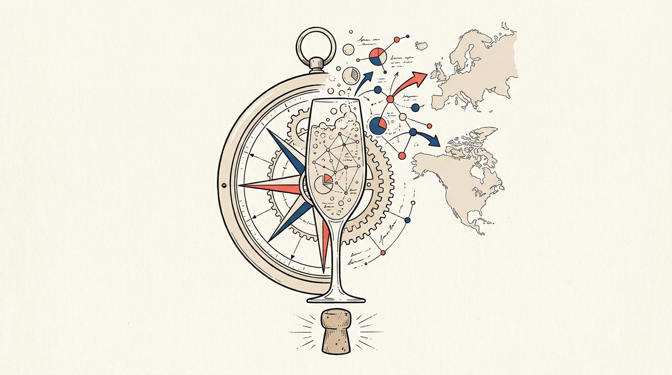 Illustration d'une carte d'insights stratégiques pour Bollinger Champagne