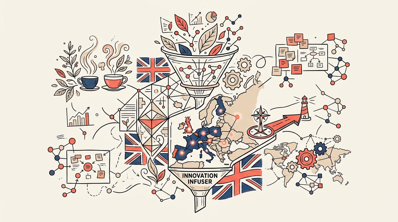 Illustration of an innovation workshop translating UK insight into European opportunity territories