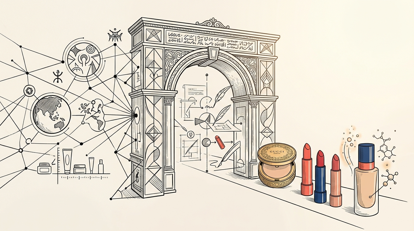 Illustration de la stratégie Gucci Beauty sur trois continents