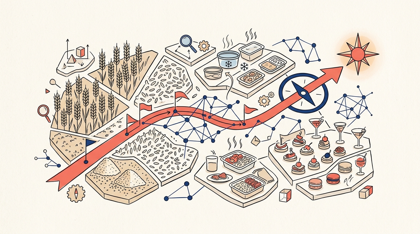 Illustration d'une plateforme de marque Tipiak à travers plusieurs rayons alimentaires